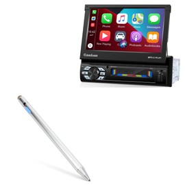 BoxWave Stylus Pen Compatible with Unitopsci Single Din Car Stereo - Motorized HD Flip Out Touch Screen - AccuPoint Active Stylus, Electronic Stylus with Ultra Fine Tip - Metallic Silver