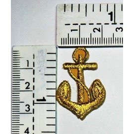 Set 3 Pcs Mini Small Gold Anchor Captain Sailor Patch sew on Applique Embroidered Patches Sticker Kids Cartoon Iron on Appliques Embroidery for Clothes Jacket Polo T- Shirt Hat Backpacks