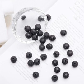 AD Beads Natural Gemstone 10mm Round Loose Beads Big Hole 2mm Sized 30pcs (Rock Lava)