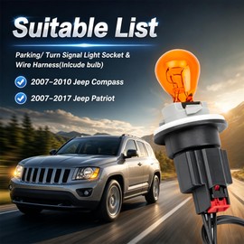 Svicari Front Parking/Turn Signal Socket & Bulb & Wire Harness Connector Kit for Jeep Compass Patriot, Replacement 68000686AA 645-504 2PCS