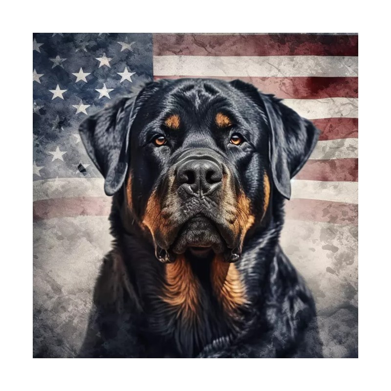 Rottweiler Dog Breed Patriotic American Flag Beverage COASTER
