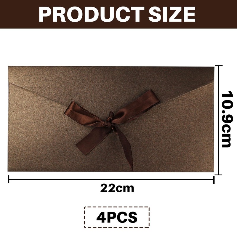 4 Pack Kraft Paper Envelopes with Ribbons, 22 * 10.9