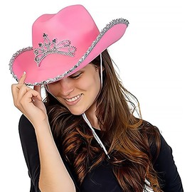 Rhode Island Novelty Child Pink Cowboy Hat with Blinking Tiara