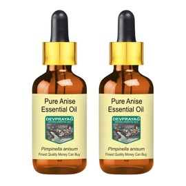 Devprayag Pure Anise Essential Oil (Pimpinella anisum) with Glass Dropper Natural Therapeutic Grade Steam Distilled (Pack of Two) 100ml X 2 (6.76 oz)