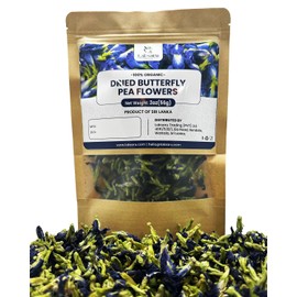 Laksaru Premium Dried Blue Butterfly Pea Flowers – 2 oz | 56g |100% Natural Herbal Tea | Vibrant Blue Color for Drinks, Cocktails, Baking & Skincare | Caffeine-Free & Rich in Antioxidants|Product from Sri Lanka