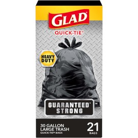 Glad Large 30 Gallon Trash Bags, Unscented Heavy Duty Garbage Bags, Forceflex with Drawstring, 25 Count (Packaging May Vary)