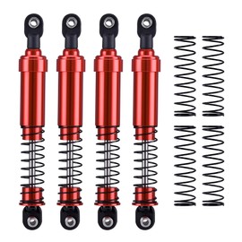 AMK 1/10 RC Crawler Shocks, 4Pcs 115mm Aluminum Big Bore RC Shocks with Oil Filled RC Crawler Shocks for 1/10 RC Crawler Axial SCX10 Capra D90 Gspeed V4 Element TRX4 Upgrades (Red 115mm 4Pcs)