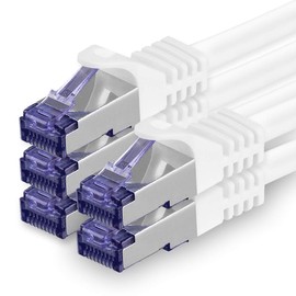 1aTTack.de 5x 0.5 M CAT7 Netzwerkkabel - 10 Gigabit - RJ45 Patchkabel Ethernet Kabel (SFTP PIMF LSZH CU) - für DSL LAN Switch Modem Router Patchpanel CAT7 CAT6 CAT5 - weiß
