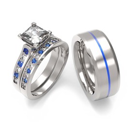 Wedding Ring Sets His And Hers Promise Ring Adjustable size Wedding Ring Sets His And Hers Couples Women 925 Sterling Silver Round Cz Man Tungsten Carbide Wedding Bands