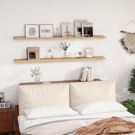 FLYJOE 72 Inch Floating Shelves for Wall | Natural Wood Ledge Shelf Set of 2 | Solid Ash Wood Picture Ledge Shelves with Lip | Picture Shelf for Wall with Ledge | Photo Ledge Shelves