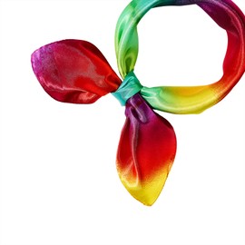 American Trends Women Silk Scarf Satin Feeling Head Scarves Square Stain Wrap Neck Scarf Lightweight Fashion Silk Bandana Rainbow