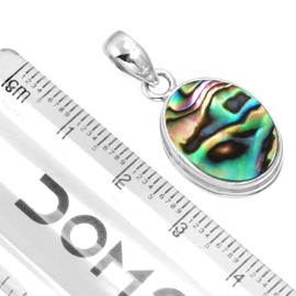Jeweloporium 925 Silver Pendant for Women Multicolor Natural Abalone Shell Gemstone Boho Silver Pendant Necklace Easter Gift Statement Jewelry