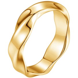 Jude Jewelers 6mm Stainless Steel Simple Plain Twisted Wave Braided Wedding Band Ring (Gold, 4)