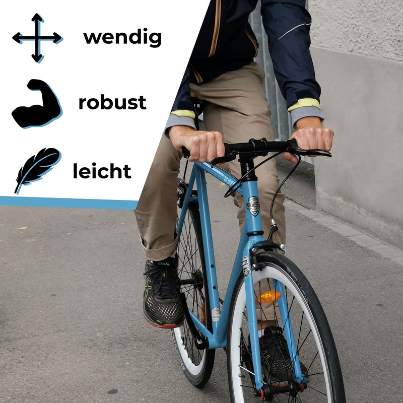LOEVELOSI SingleSpeed Handlebar Flat White 38 cm Short Aluminium Flatbar