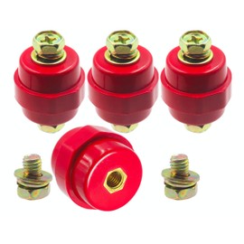 LBY 4pcs Busbar Insulator, SM-30 Polyester Standoff Insulators with Screw(M8), High-Strength Busbar Insulator Supporter, Resin(Red)
