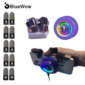 BlueWow 4-Finger Game Assist Trigger | Mobile Gaming Controller for PUBG & CODM - Style: Legend 4-Finger Trigger Tri-Color