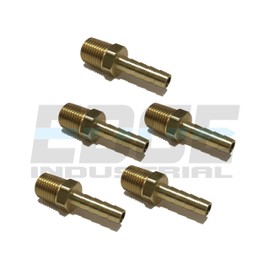 EDGE INDUSTRIAL 1/4" Hose ID to 1/8" Male BSP BSPT Straight Brass Fitting Fuel / AIR / Water / Oil / Gas / WOG (Qty 05)