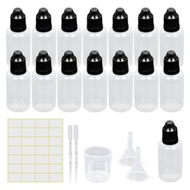 Reyshin 20 Pack 30ml Plastic Dropper Bottle, Plastic Empty Squeezable Dropper Bottles Eye Dropper Dispenser Paint Dropper Bottles with Funnel Measuring Cup Label Transfer Pipette