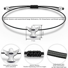 SENLINLU Guardian Angel Bracelet, Guardian Angel Bracelet, Silver, Lucky Bracelet, Friendship Bracelet, Made of Black Fabric with Metal Pendant for Women and Girls, Stainless Steel