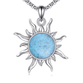 ONEFINITY Sun Necklace 925 Sterling Silver Turquoise Pendant Sun Jewellery Gifts for Women Men