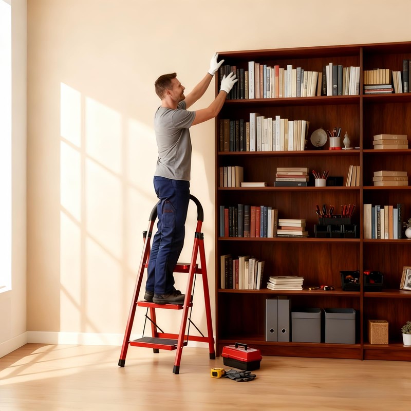 3 Step Ladder Folding, Step Stools for Adults with Wide