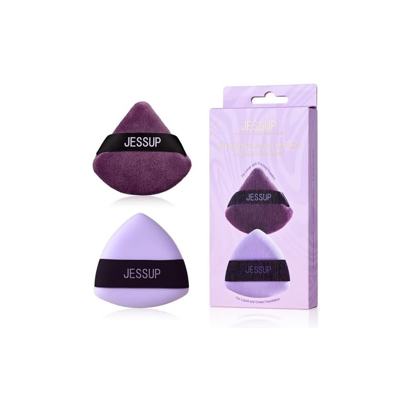 Jessup Borla Maquillaje, 2pcs Borlas Polvos Triangulares Puffs Suaves para