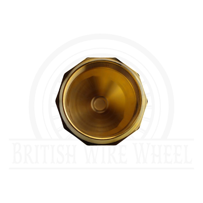 British Wire Wheel 10-sided Bullet/Diamond Gold Knock Off Spinner Cap