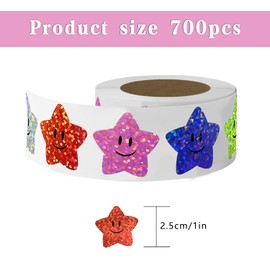 700Pcs Star Stickers,Smiley face Star Stickers for Kids Reward 1inch 8 Colored Sparkly Foil Star Stickers for Behavior Chart,Student Planner and School Classroom Teacher Supplies