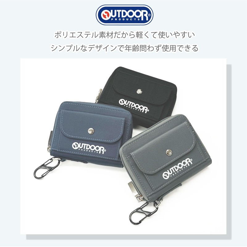 [K-PARTS] OUTDOOR アウトドア ポケットロゴ ラウンドファスナー折財布 メンズ レディース キッズ 男 女