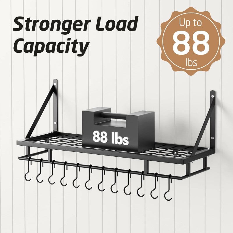 Kes 30-Inch Kitchen Pan Pot Rack Wall Mounted Hanging Storage