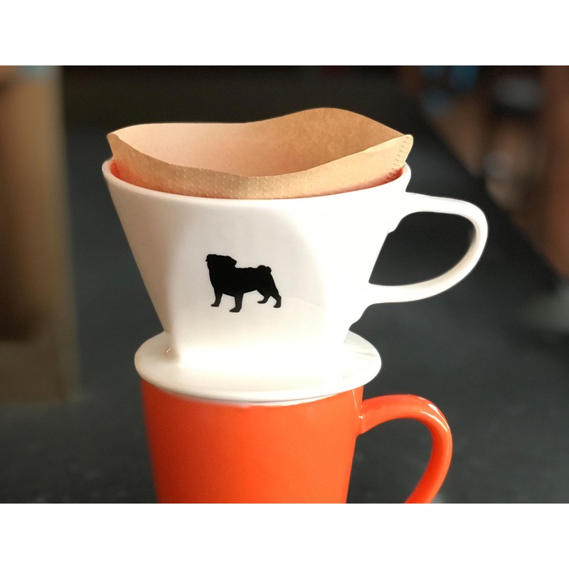 Simply Charmed Pug Coffee Pour Over Single Cup Ceramic Brewer