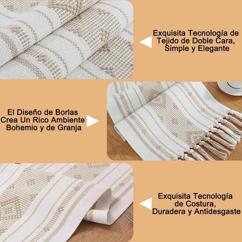 Camino de Mesa con Borlas Elegante Table Runner Boho para