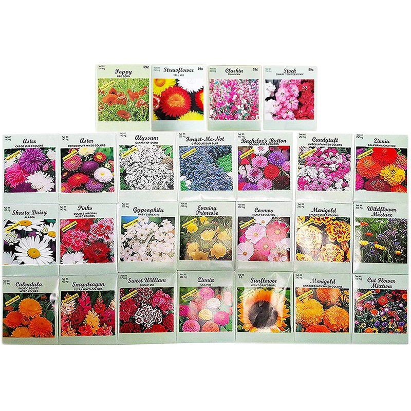 Set of 50 Flower Seed Packets! Flower Seeds in Bulk,