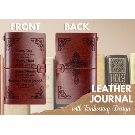 InnoBeta Christian Gifts Writing Leather Journal Notebook for Women, Embossed Bible Verse Journal Sketchbook, Travel Diary, Lined Planner, 7x5 Inches