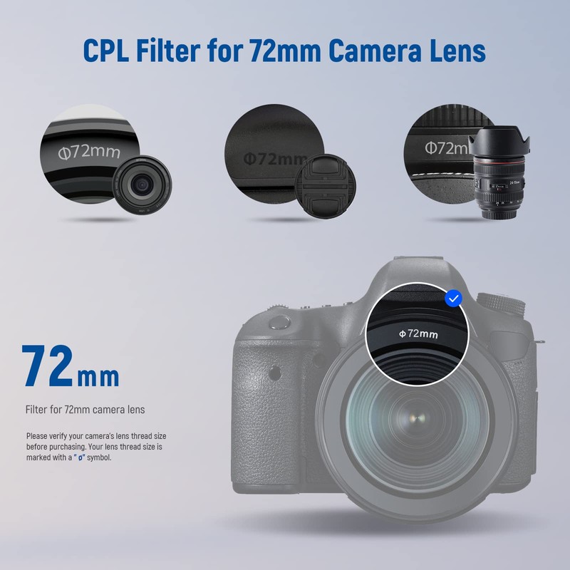 NEEWER 72 mm Polarising Filter (Polarising Filter), CPL Filter with