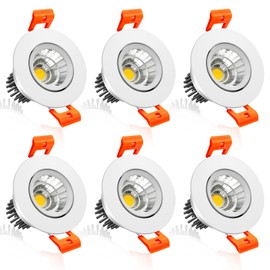 inShareplus 2 Inch LED Downlight, 3W Recessed Lighting COB Dimmable, 5000K Daylight White, CRI80, Ceiling Lights with LED Driver, 6 Pack