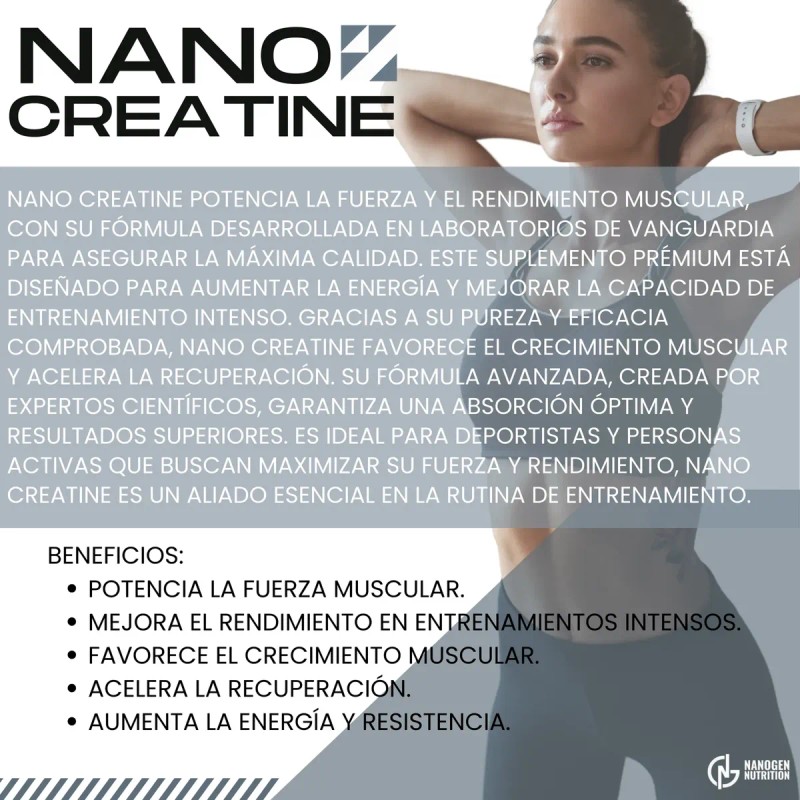 Creatina Monohidratada 500g Nanogen Nutrition 100 Servicios