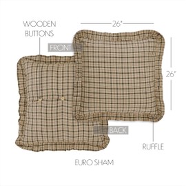 VHC Brands Cider Mill King Patchwork Sham, Tan & Red, 21x38