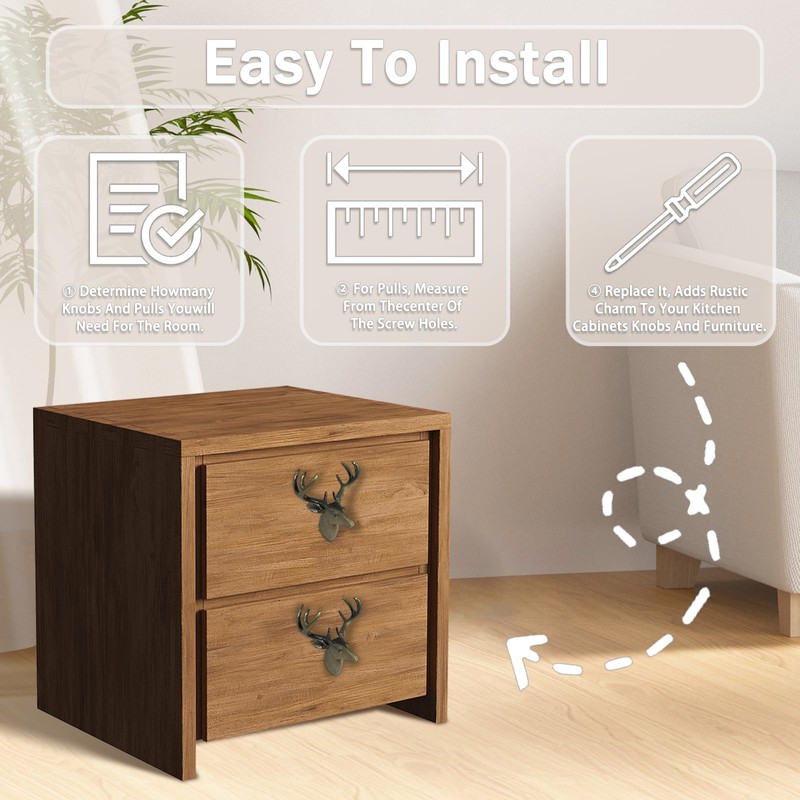 SGYUNQ Deer Cabinet Knobs, Animal Drawer Knobs for Dresser Drawers,