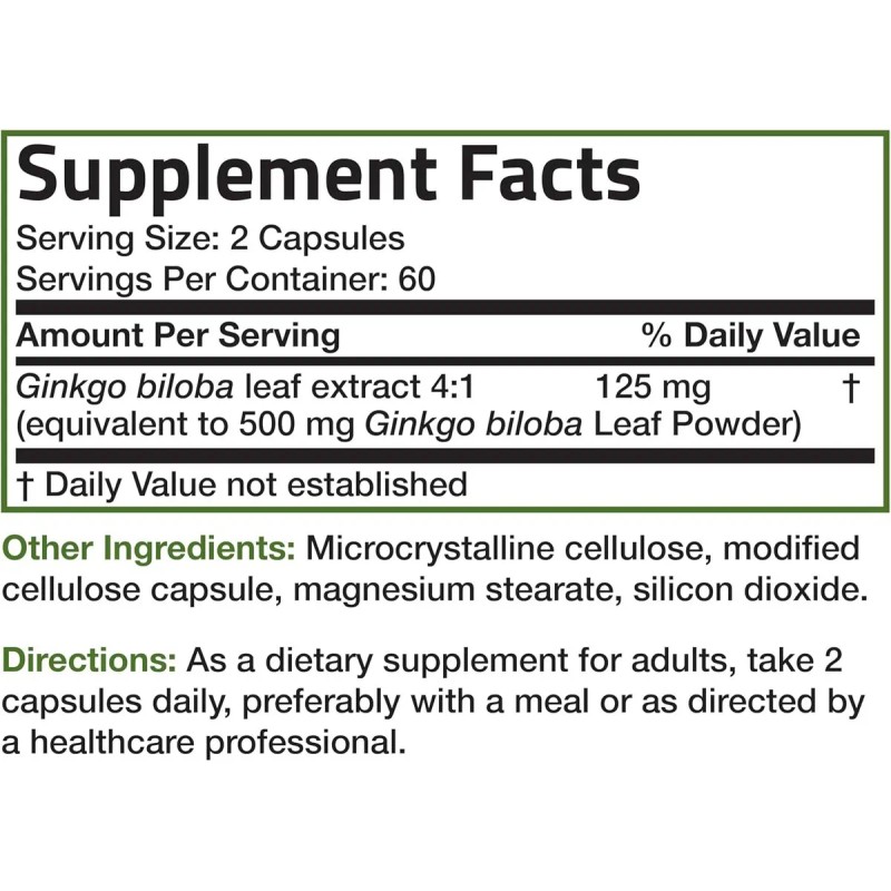 Ginkgo Biloba Bronson 120 Cápsulas Sabor Sin Sabor