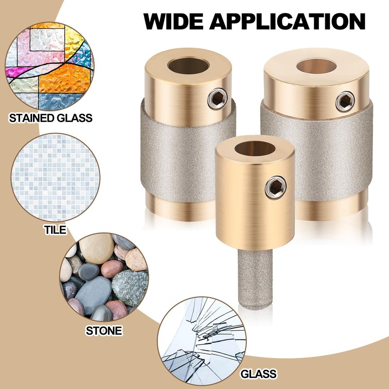 Glass Grinder Bits - Diamond Drill Set, 3 Sizes (1