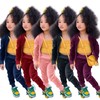Girls Velour Hoodie Clothes Set Zipper Jogger 2 Pieces Outfits