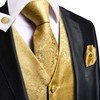 Hi-Tie 4PCS Men's Silk Suit Vest Necktie Bowtie Flower Lapel