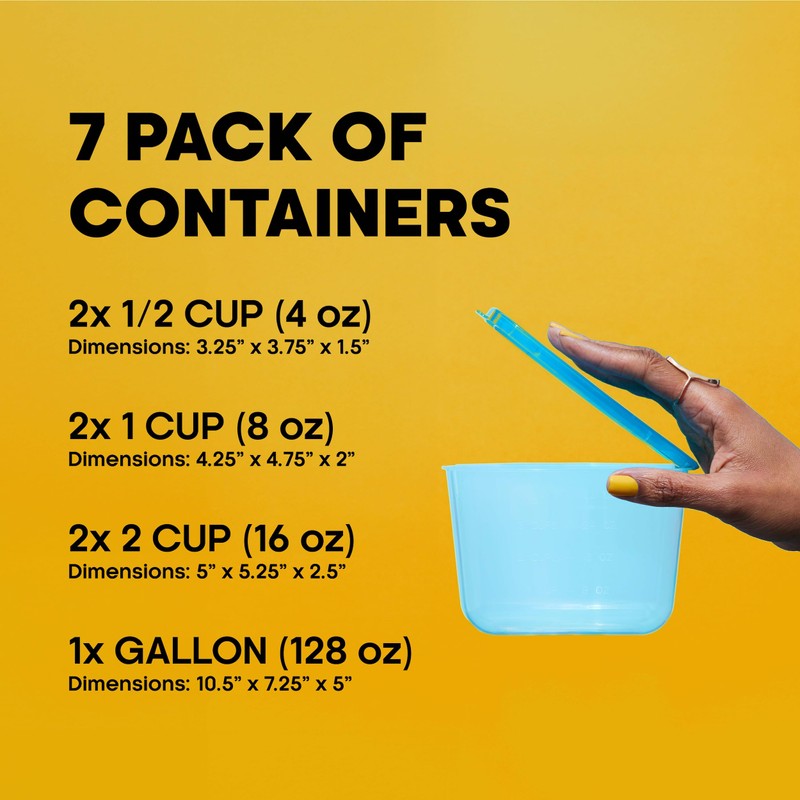 Premium Attached Food Storage Containers, Permanently Attached Plastic Lid, Never