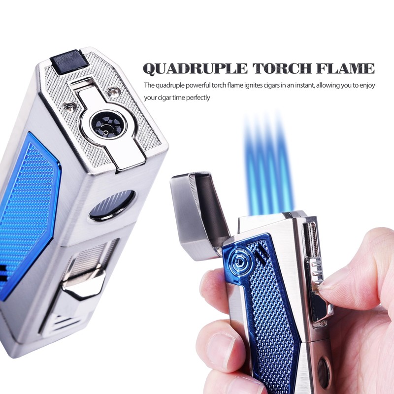 TOMOLO Cigar Lighter Torch Lighter with Punch Built in, Cigar
