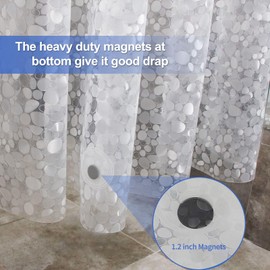 Tonnali Extra Wide Shower Curtain Liner 96 x 72 inch, EVA Weighted Bathroom Shower Liner with 4 Strong Magnets, Heavy Duty,Pebble (96" W X 72" H)