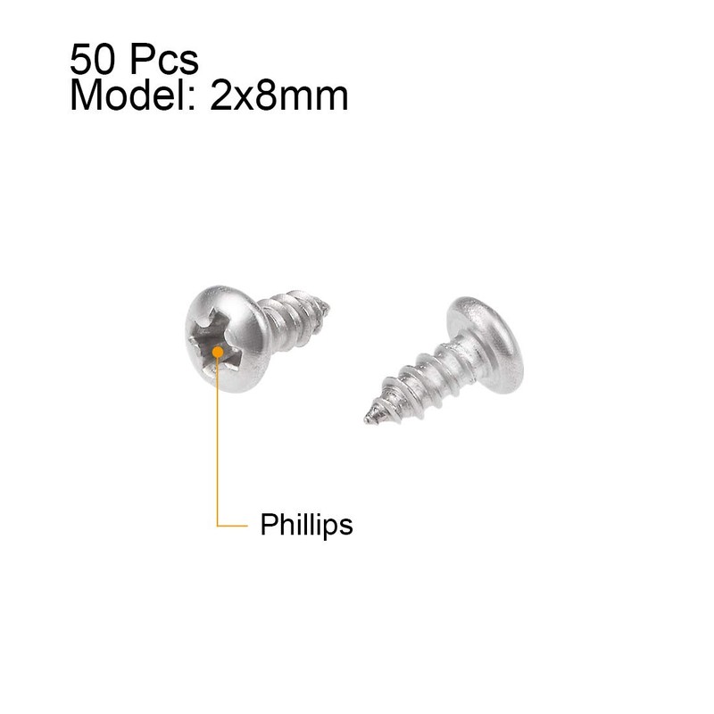 sourcing map 2.2x5mm Self Tapping Screws Phillips Pan Head Screw
