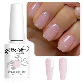 Vishine Semi-Permanent Gel Nail Polish Transparent Glitter Pink Nude Jelly Milky Glitter Nail Polish Soak Off UV LED Nude for Nail Studio DIY Home 8 ml
