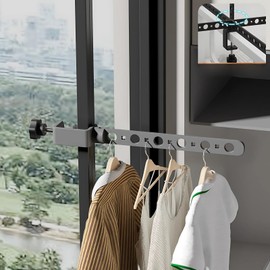 Boxonly Foldable Indoor/Outdoor Swivel Folding 11-Hole Clothes Drying Rack - Gray, Space-Saving, Portable, Heavy-Duty Aluminum for Small Spaces, Balcony, Bathroom, Travel & Camping Airer