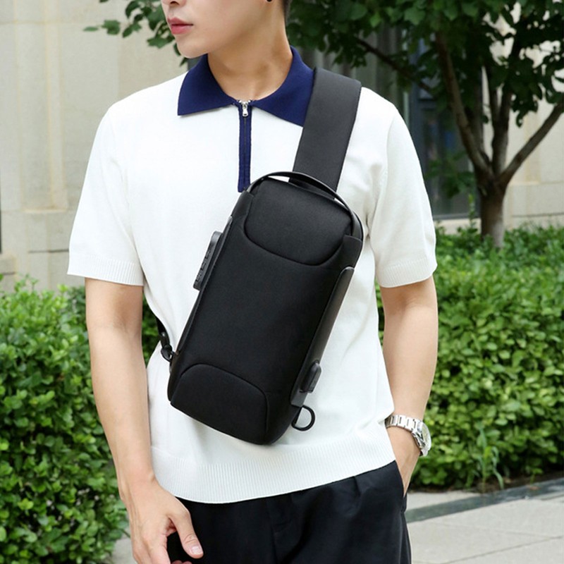 Sling Backpack USB Prevents Theft Waterproof Chest Shoulder Bags for